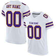 Load image into Gallery viewer, Custom White Purple-Gold Mesh Authentic Football Jersey