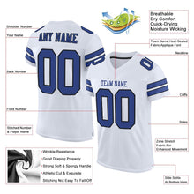 Load image into Gallery viewer, Custom White Royal-Black Mesh Authentic Football Jersey