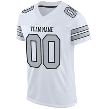 Load image into Gallery viewer, Custom White Silver-Black Mesh Authentic Football Jersey
