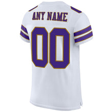 Load image into Gallery viewer, Custom White Purple-Old Gold Mesh Authentic Football Jersey