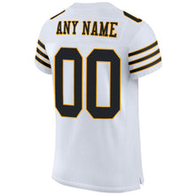 Load image into Gallery viewer, Custom White Black-Gold Mesh Authentic Football Jersey