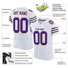 Load image into Gallery viewer, Custom White Purple-Gold Mesh Authentic Football Jersey