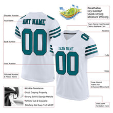 Load image into Gallery viewer, Custom White Teal-Black Mesh Authentic Football Jersey
