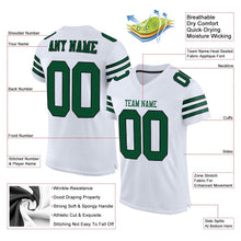 Load image into Gallery viewer, Custom White Grass Green-Black Mesh Authentic Football Jersey