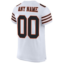 Load image into Gallery viewer, Custom White Black-Orange Mesh Authentic Football Jersey