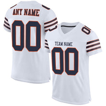 Load image into Gallery viewer, Custom White Navy-Orange Mesh Authentic Football Jersey