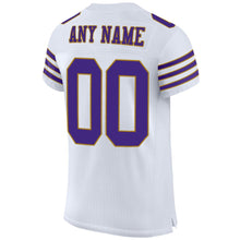Load image into Gallery viewer, Custom White Purple-Old Gold Mesh Authentic Football Jersey