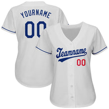 Load image into Gallery viewer, Custom White Royal-Red Authentic Baseball Jersey