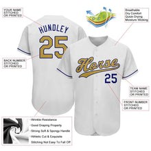 Load image into Gallery viewer, Custom White Old Gold-Royal Authentic Baseball Jersey