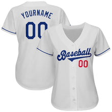 Load image into Gallery viewer, Custom White Royal-Red Authentic Baseball Jersey