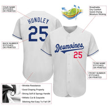 Load image into Gallery viewer, Custom White Royal-Red Authentic Baseball Jersey
