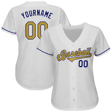 Load image into Gallery viewer, Custom White Old Gold-Royal Authentic Baseball Jersey