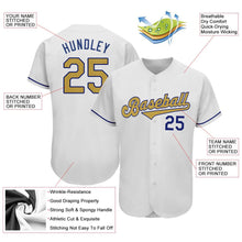 Load image into Gallery viewer, Custom White Old Gold-Royal Authentic Baseball Jersey