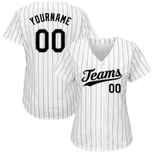Load image into Gallery viewer, Custom White Black Pinstripe Black-Gray Authentic Baseball Jersey