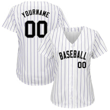 Load image into Gallery viewer, Custom White Purple Pinstripe Black-Gray Authentic Baseball Jersey