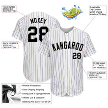 Load image into Gallery viewer, Custom White Purple Pinstripe Black-Gray Authentic Baseball Jersey
