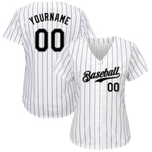 Load image into Gallery viewer, Custom White Purple Pinstripe Black-Gray Authentic Baseball Jersey