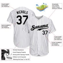 Load image into Gallery viewer, Custom White Purple Pinstripe Black-Gray Authentic Baseball Jersey