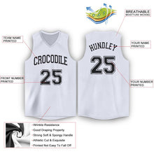 Load image into Gallery viewer, Custom White Black V-Neck Basketball Jersey - Fcustom