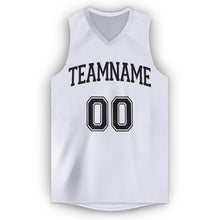 Load image into Gallery viewer, Custom White Black V-Neck Basketball Jersey - Fcustom