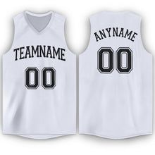 Load image into Gallery viewer, Custom White Black V-Neck Basketball Jersey - Fcustom