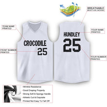 Load image into Gallery viewer, Custom White Black V-Neck Basketball Jersey - Fcustom