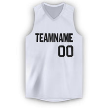 Load image into Gallery viewer, Custom White Black V-Neck Basketball Jersey - Fcustom