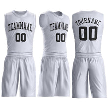 Load image into Gallery viewer, Custom White Black Round Neck Suit Basketball Jersey - Fcustom