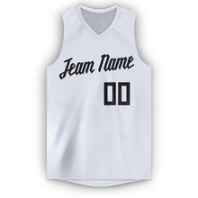 Load image into Gallery viewer, Custom White Black V-Neck Basketball Jersey - Fcustom
