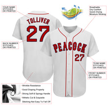 Load image into Gallery viewer, Custom White Red-Navy Authentic Baseball Jersey