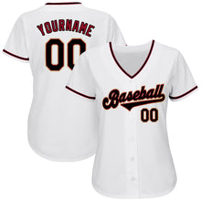 Load image into Gallery viewer, Custom White Black-Crimson Authentic Baseball Jersey