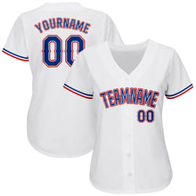 Load image into Gallery viewer, Custom White Royal-Red Authentic Baseball Jersey