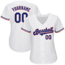 Load image into Gallery viewer, Custom White Royal-Red Authentic Baseball Jersey
