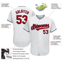 Load image into Gallery viewer, Custom White Red-Navy Authentic Baseball Jersey