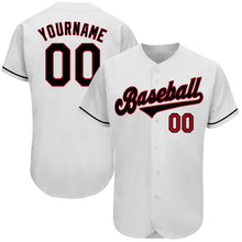 Load image into Gallery viewer, Custom White Black-Red Authentic Baseball Jersey