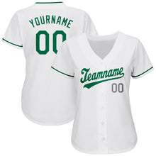 Load image into Gallery viewer, Custom White Kelly Green-Gray Authentic St. Patrick's Day Baseball Jersey