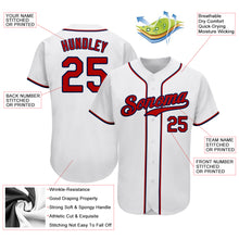Load image into Gallery viewer, Custom White Red-Navy Authentic Baseball Jersey