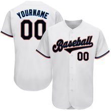 Load image into Gallery viewer, Custom White Black-Powder Blue Authentic Baseball Jersey