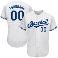 Load image into Gallery viewer, Custom White Royal Authentic Baseball Jersey