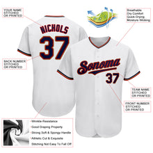 Load image into Gallery viewer, Custom White Navy-Red Authentic Baseball Jersey