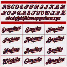 Load image into Gallery viewer, Custom White Navy-Red Authentic Baseball Jersey