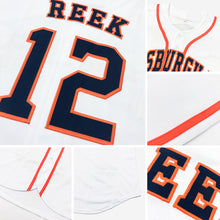Load image into Gallery viewer, Custom White Navy-Red Authentic Baseball Jersey