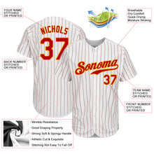 Load image into Gallery viewer, Custom White Red Pinstripe Red-Gold Authentic Baseball Jersey