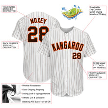 Load image into Gallery viewer, Custom White Brown Pinstripe Brown-Orange Authentic Baseball Jersey