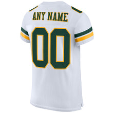 Load image into Gallery viewer, Custom White Green-Gold Mesh Authentic Football Jersey