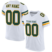 Load image into Gallery viewer, Custom White Green-Gold Mesh Authentic Football Jersey