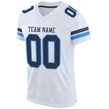 Load image into Gallery viewer, Custom White Navy-Powder Blue Mesh Authentic Football Jersey