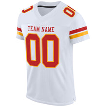 Load image into Gallery viewer, Custom White Scarlet-Gold Mesh Authentic Football Jersey