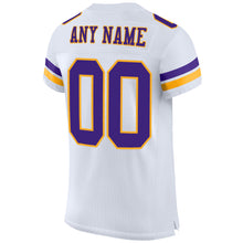 Load image into Gallery viewer, Custom White Purple-Gold Mesh Authentic Football Jersey