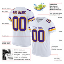 Load image into Gallery viewer, Custom White Purple-Gold Mesh Authentic Football Jersey